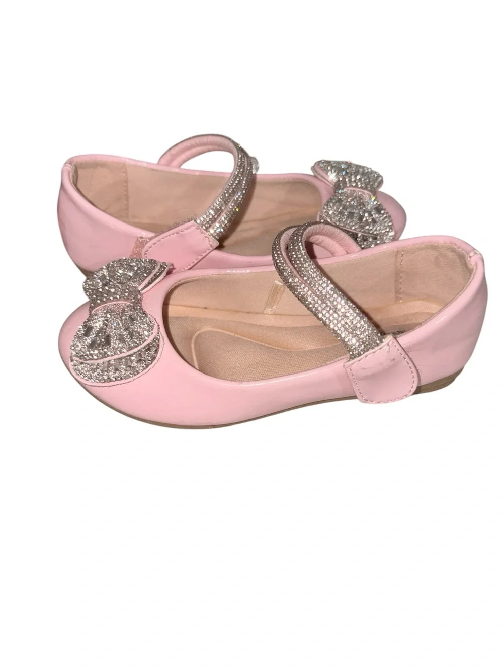 Girls' Pink Sparkle Bow Mary Jane Shoes Size 10